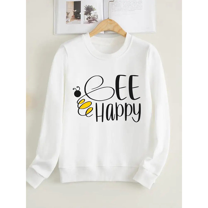 Sweatshirt blanc Bee Happy créateur