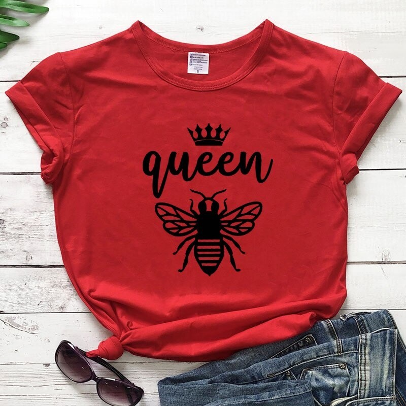 Tshirt Femme à Manches Courtes Queen Been Reine abeille rouge