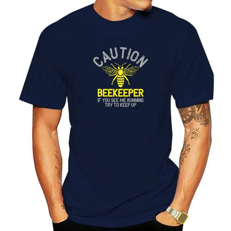 T-shirt beekeper  if you see me running, try to keep - couleur bleu marine