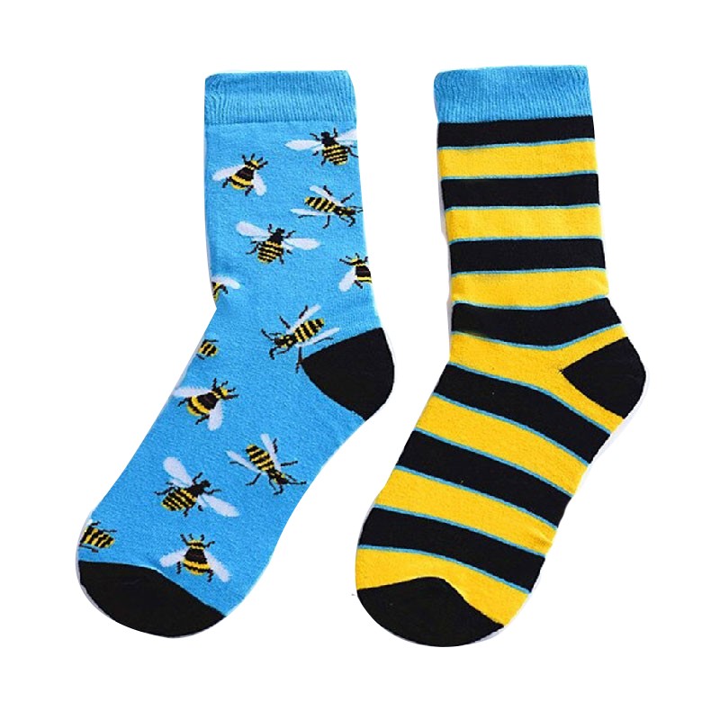 Chaussettes hautes pour hommes Motif abeille - Chaque chaussette est différente !