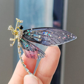 Broches Libellule en Acrylique aux ailes transparentes Couleur Bleu