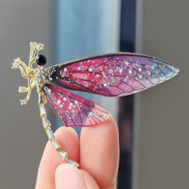 Broches Libellule en Acrylique aux ailes transparentes Couleur Rose