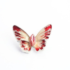 Broches Papillon en Cristal et petits Strass à la Mode Couleur Rouge
