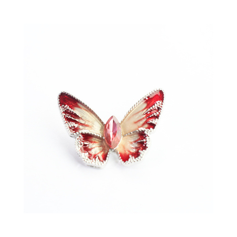 Broches Papillon en Cristal et petits Strass à la Mode Couleur Rouge