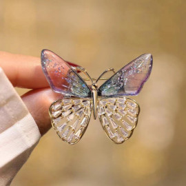 Broche Papillon ailes en Strass Couleur Bleu