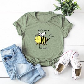 T-Shirt femme Abeille Don't Worry, Bee Happy vert