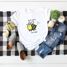 T-Shirt femme Abeille Don't Worry, Bee Happy blanc