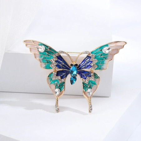 Broches Papillon Multicolores aux ailes déployées Couleur Bleu