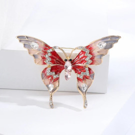 Broches Papillon Multicolores aux ailes déployées Couleur Rouge