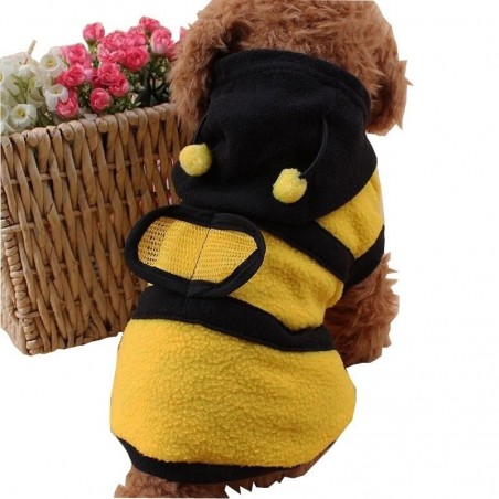Manteau à capuche abeille pour chien vue arriere