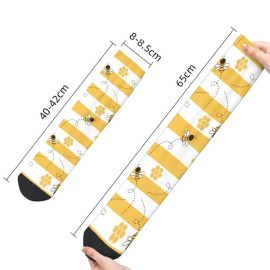 dimensions Chaussettes Abeille avec dessins d'abeilles et nid d'abeille