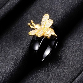 ague en cristal avec abeille or en céramique noire