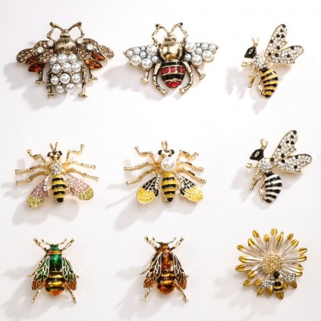 Broche insecte abeille en émail strass cristal - 10 modèles au choix