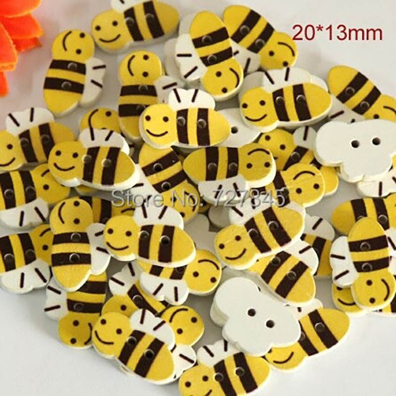 Jolis boutons en bois en forme d'abeille